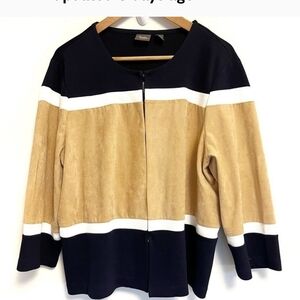 Chico's Travelers Color Block 3/4 Sleeve Collarless Cardigan - size 3 or XL